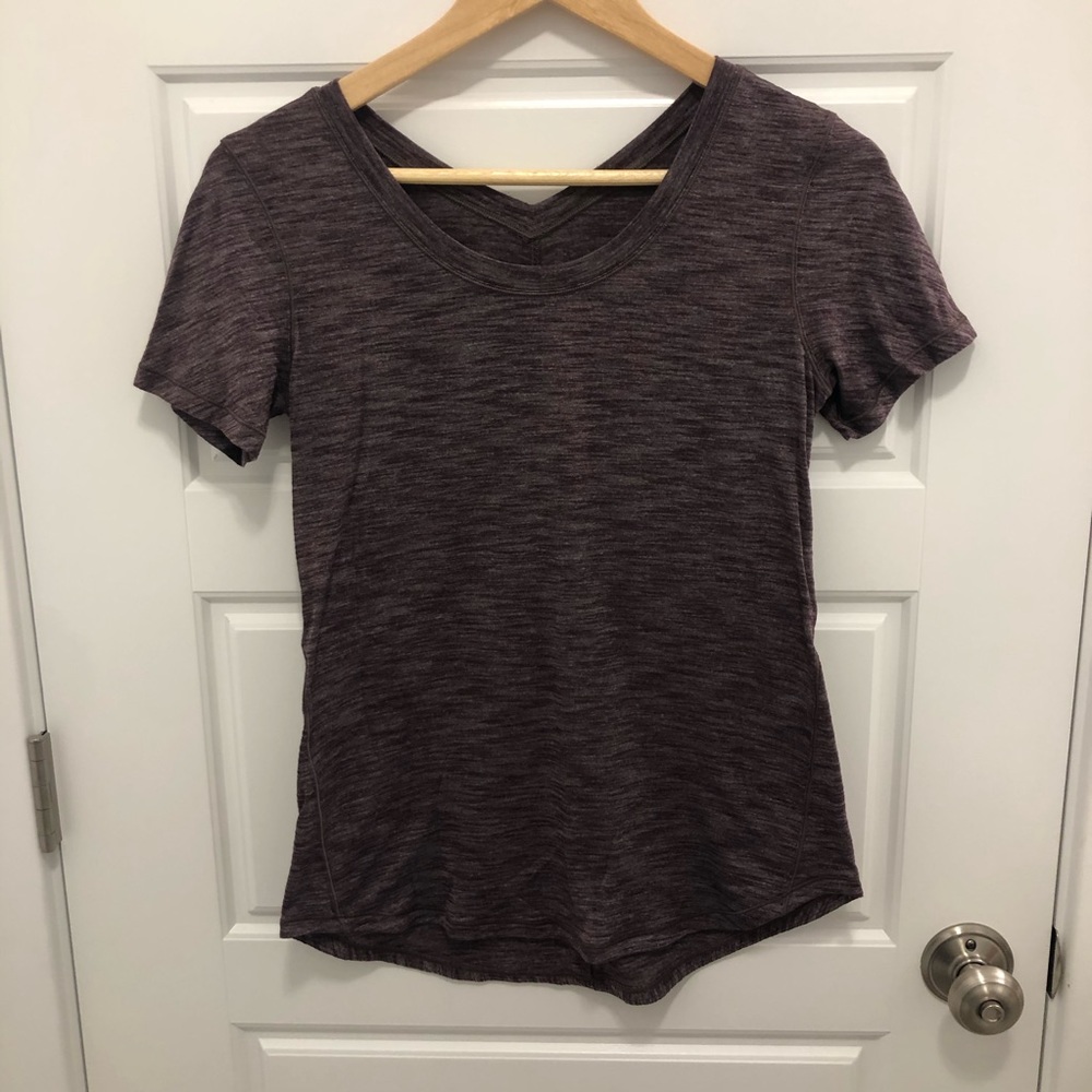 lululemon athletica Heathered Dark Plum Short Sleeve Tee